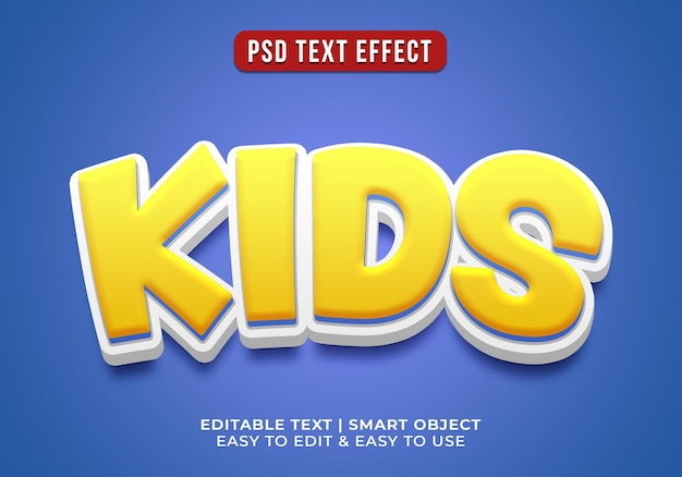 Free PSD 3d yellow kids text effect