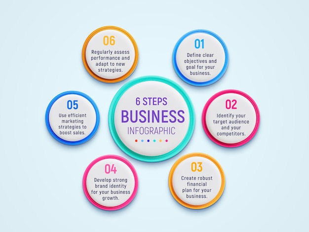 Free PSD 6 steps creative business infographics design template