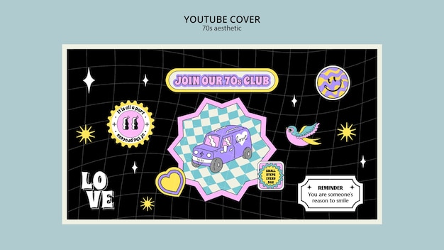 Free PSD 70's aesthetic youtube cover template