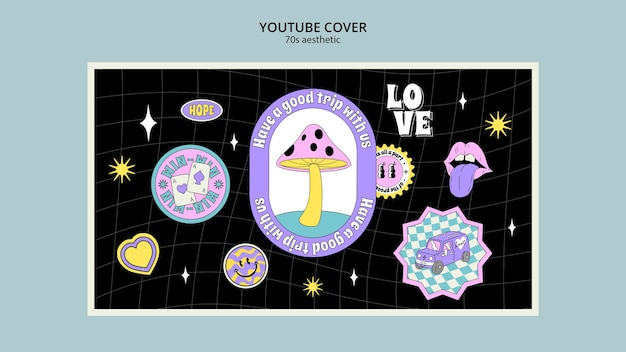 Free PSD 70's aesthetic youtube cover template