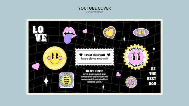 Free PSD 70's aesthetic youtube cover template