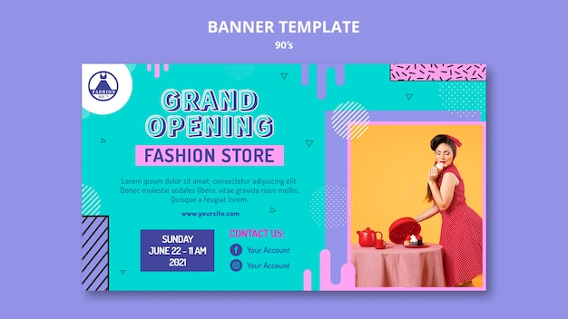 Free PSD 90s retro banner design template