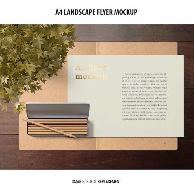 Free PSD a4 landscape flyer mockup