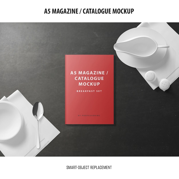 Free PSD a5 magazine cover catalogue mockup