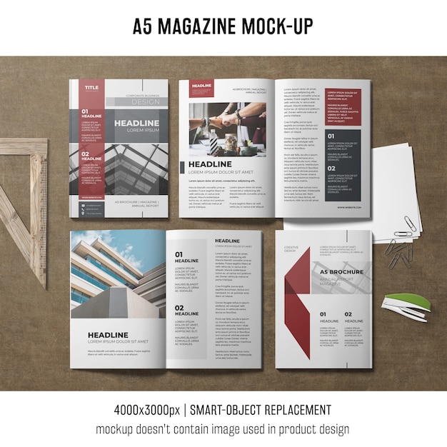 Free PSD a5 magazine mockup