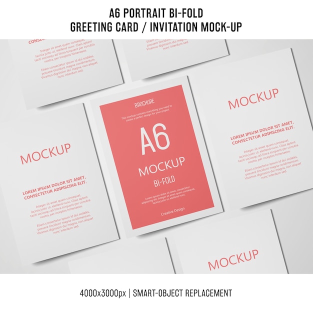 Free PSD a6 bi-fold invitation card mockup