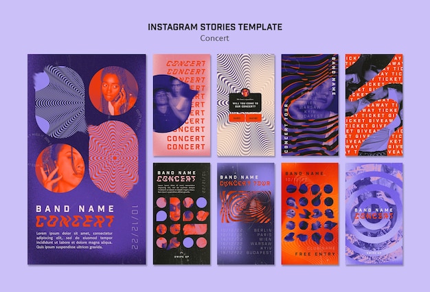 Abstract concert event instagram stories collection