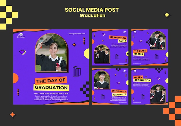 Free PSD abstract graduation social media post template