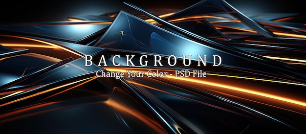 Free PSD abstract metallic black background with golden lines and triangles