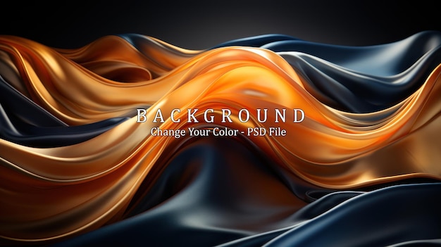 Free PSD abstract orange and black wavy liquid background