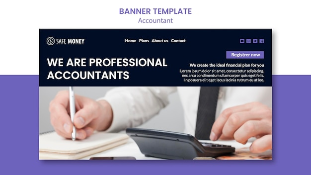 Free PSD accountant concept banner template