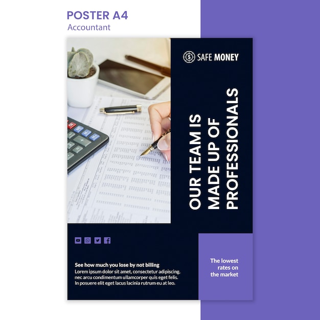 Free PSD accountant concept poster template