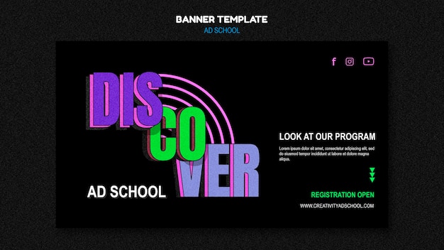 Free PSD ad school template banner