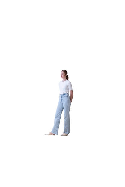 Free PSD adult woman wearing a blank shirt