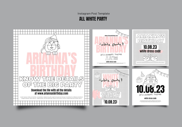 Free PSD all white party template design