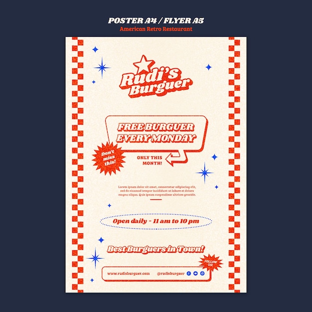 Free PSD american retro restaurant template