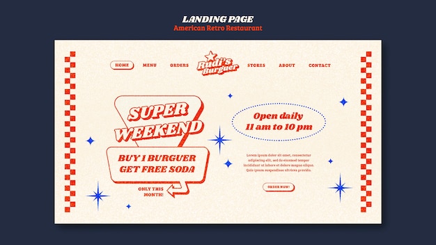 Free PSD american retro restaurant template