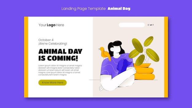 Free PSD animal day celebration web template