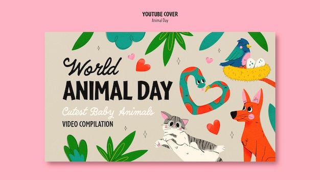 Free PSD animal day celebration youtube cover