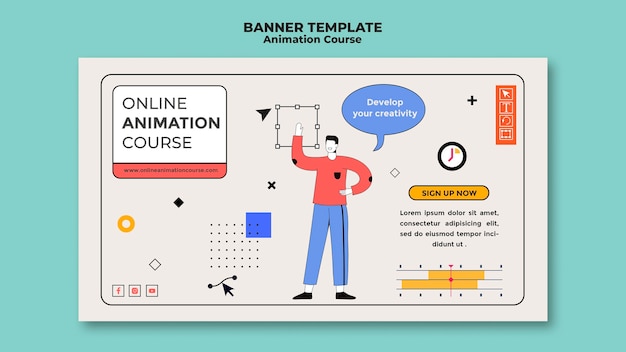 Free PSD animation course banner