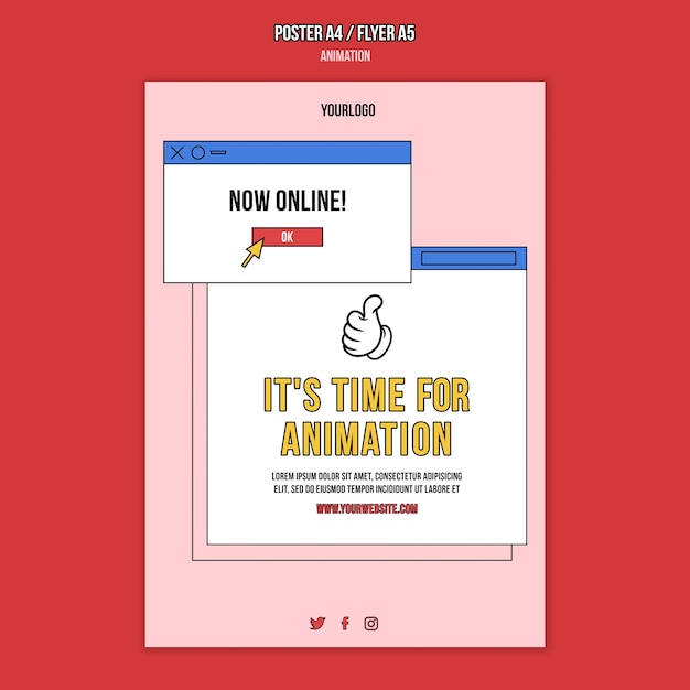 Free PSD animation online class print template