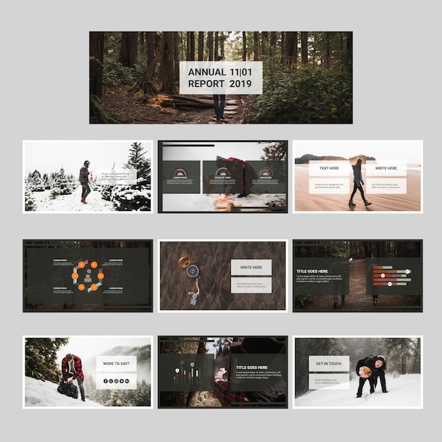 Free PSD annual report set with nature concept