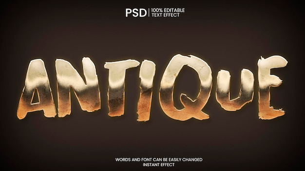 Free PSD antique gold text effect