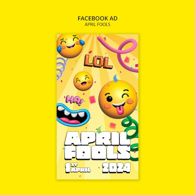 Free PSD april fools' celebration facebook  template