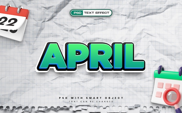 Free PSD april text effect