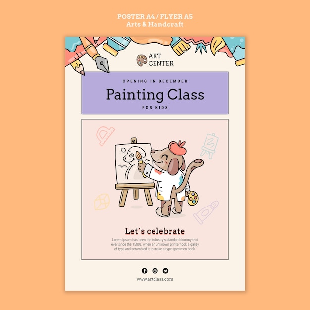 Free PSD arts and handcraft class poster template