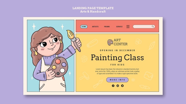 Free PSD arts and handcraft landing page