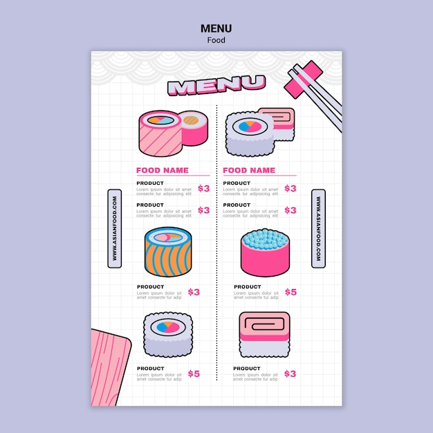 Free PSD asian food menu template