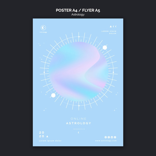 Free PSD astrology flyer holographic design