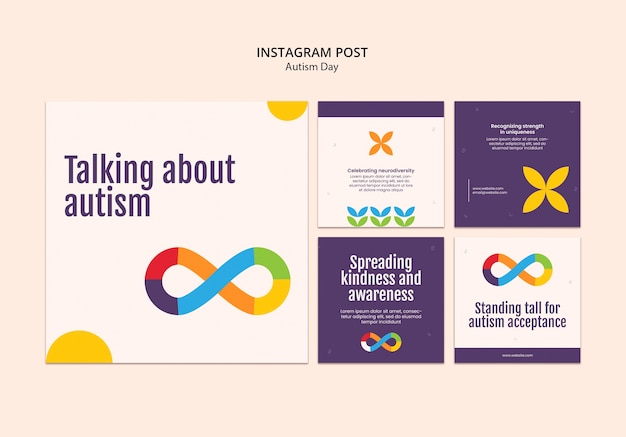 Free PSD autism day celebration  instagram posts