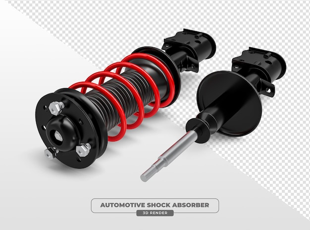 Free PSD automotive shock absorber in 3d render with transparent background