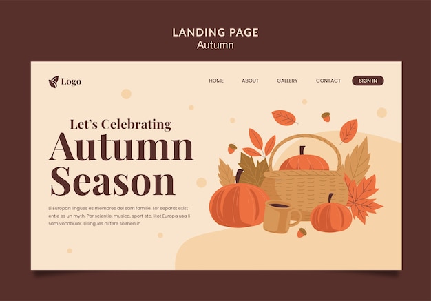 無料PSD 秋のシーズンのランディングページテンプレート