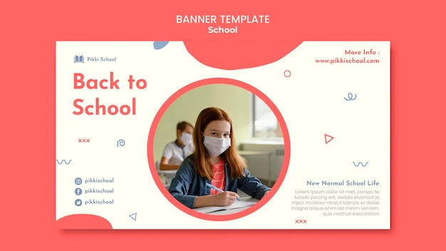 Back to school banner template with photo