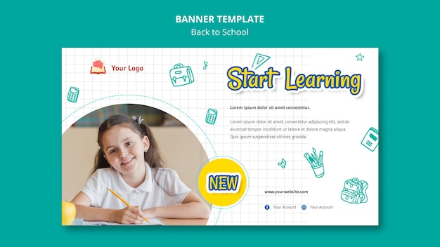 Free PSD back to school banner template