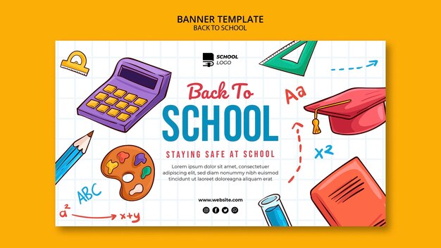 Back to school horizontal banner template