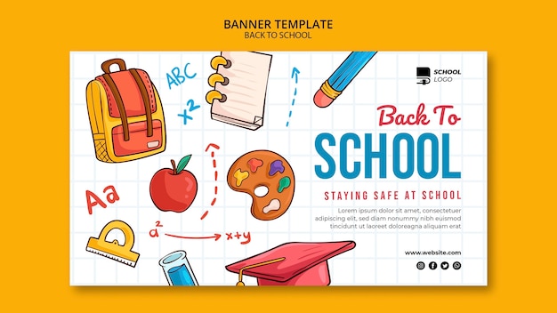 Back to school horizontal banner template