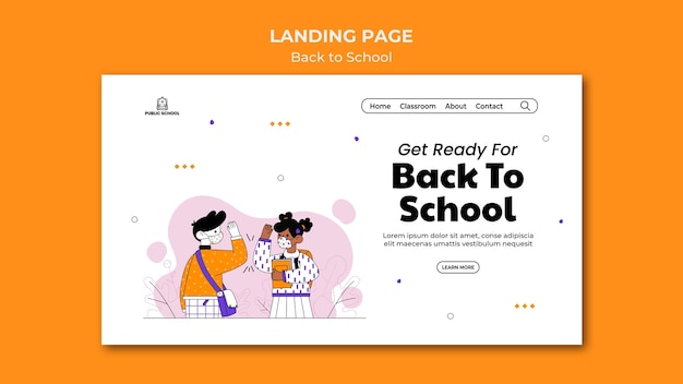 Free PSD back to school web template