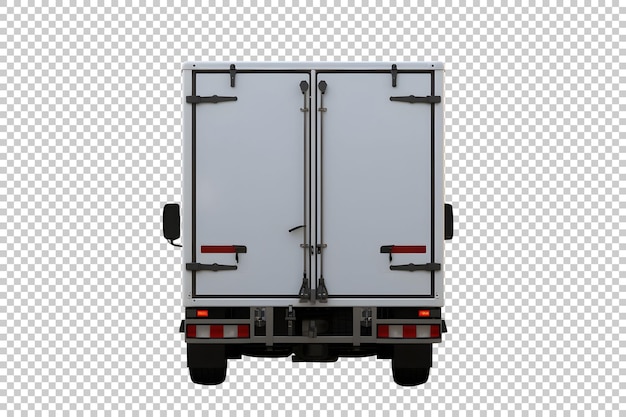 Free PSD back view box truck isolated on background