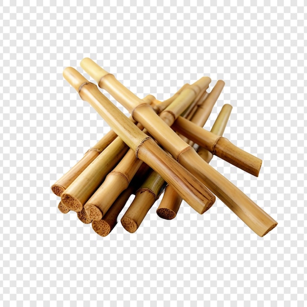 Free PSD bamboo sticks used for skewering food with selective isolated on transparent background