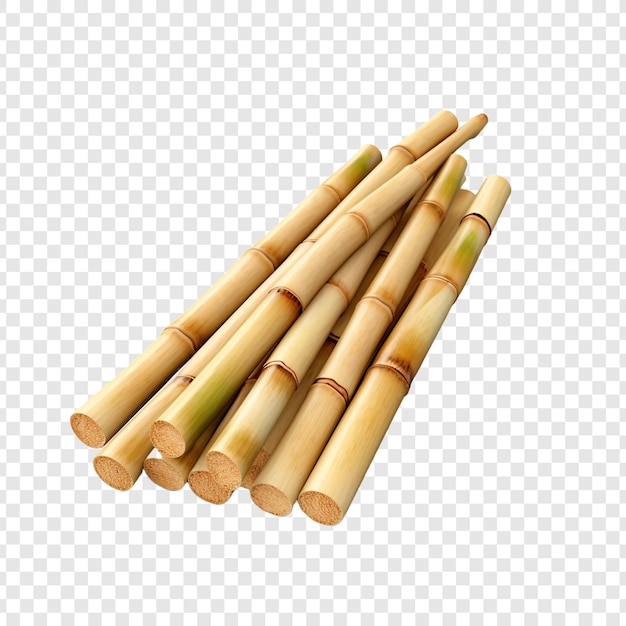 Free PSD bamboo sticks used for skewering food with selective isolated on transparent background