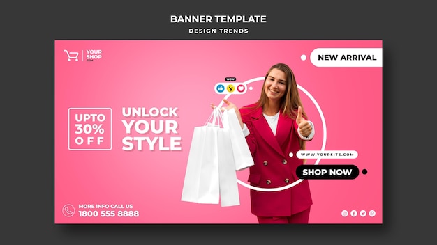 Banner shopping woman ad template