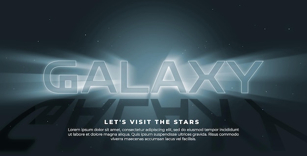 Free PSD banner stellar with the word galaxy on a dark background with stars