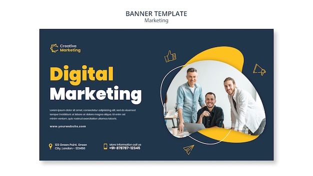 Banner template design with digital marketing