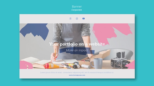 Free PSD banner template for painting portfolio on website