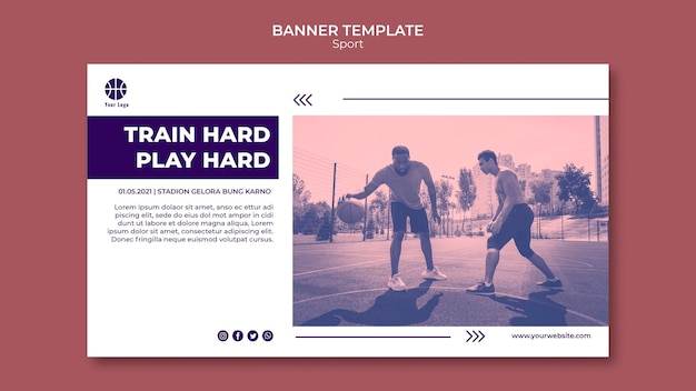 Free PSD banner template for playing basketball