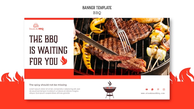 Modello di banner con design bbq